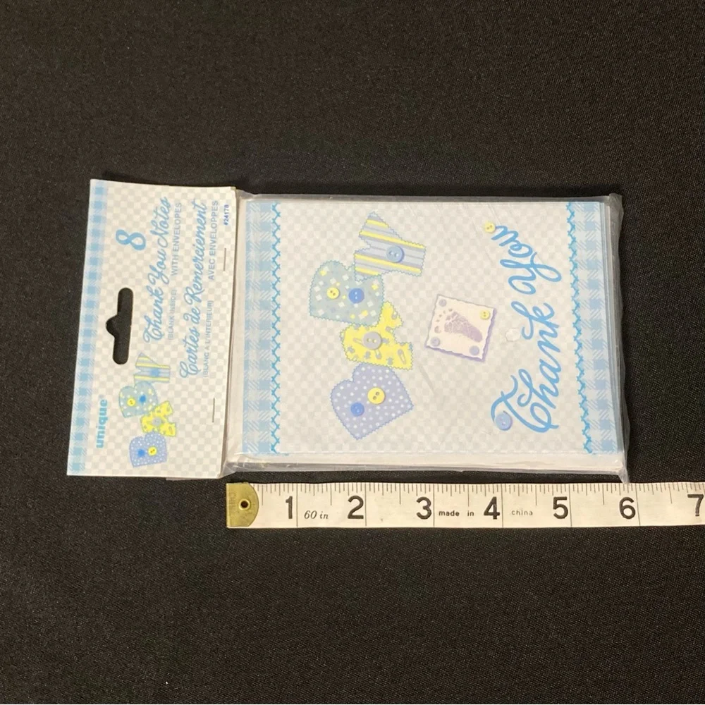 ⭐️ Unique Industries Blue Baby Shower Thank You Cards And Envelopes Set of 8